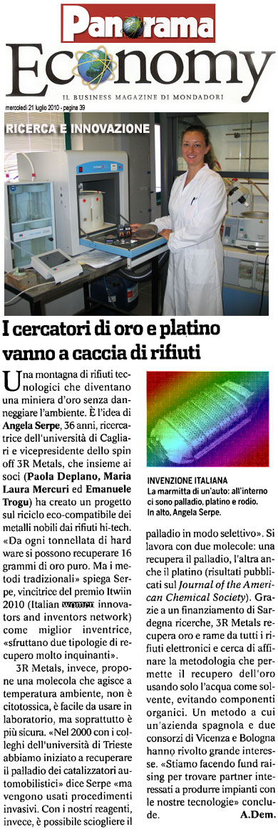 panorama economy, articolo "i cercatori di oro e platino vanno a caccia di rifiuti" (A.Dem)